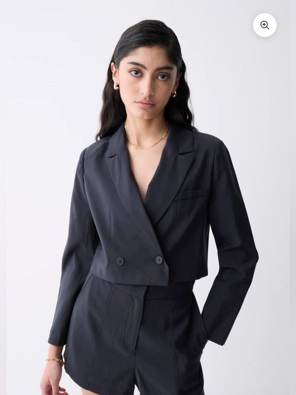 Deluc Catarina Cropped Navy Double-Breasted Blazer w/Matching Shorts Size M